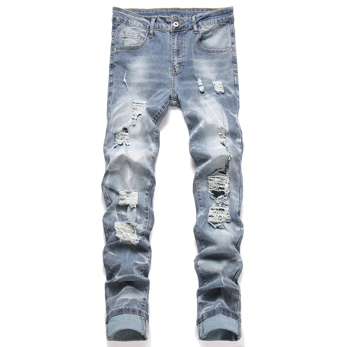 Fashion Men's Jeans Pants Stretch Dark Blue Skinny Jeans For Men Casual Slim Fit Denim Pants Korean Style Male Trousers Jeans