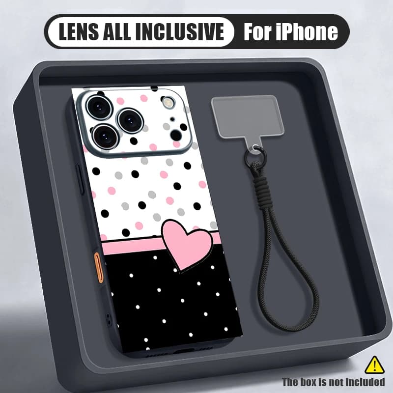 Pink Love Heart Print Magnetic Phone Case For iPhone 17 16 Pro 15 14 13 Pro Max For Magsafe Wrist Strap Lanyard Hard Back Cover