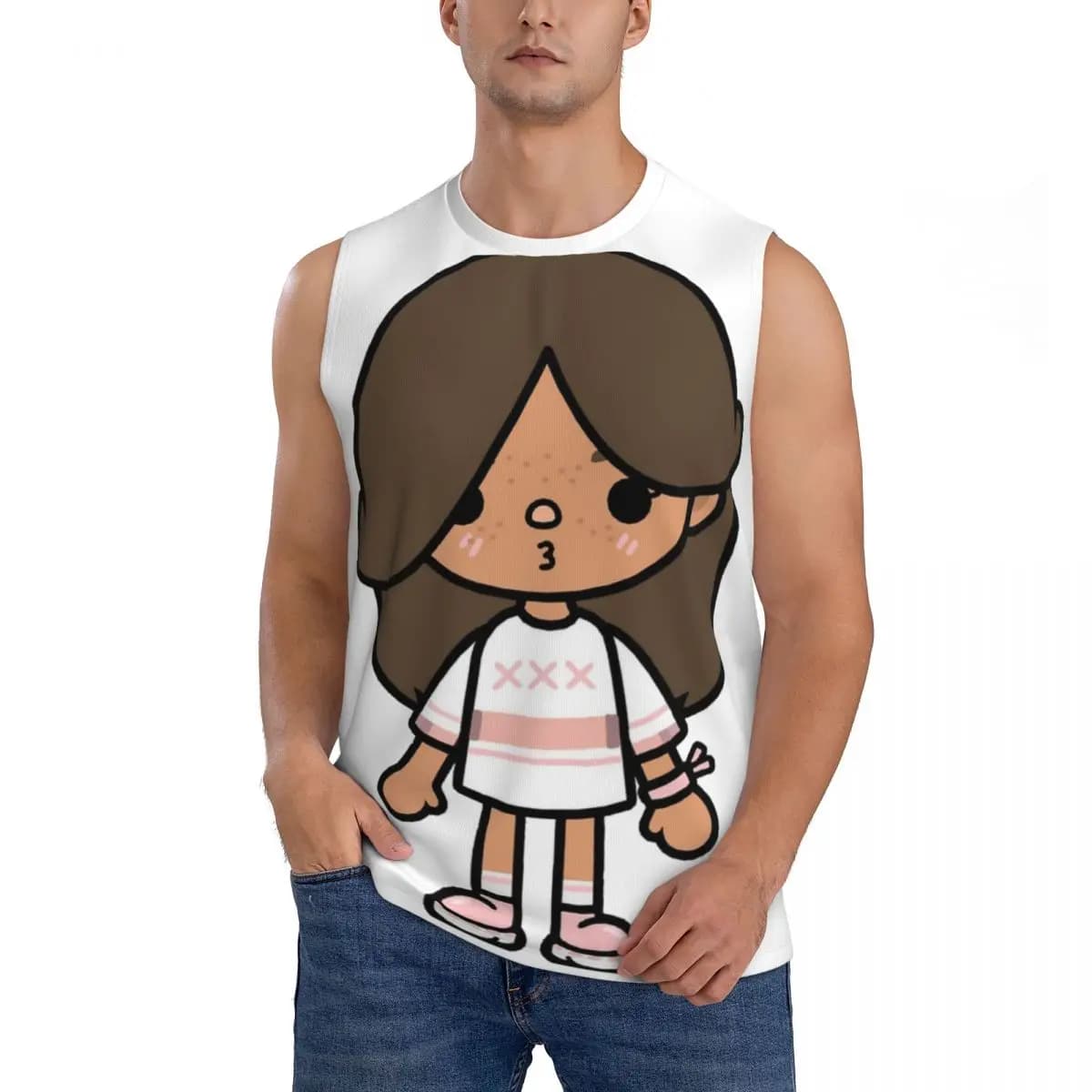 Toca Life Box - Toca Boca Cute Men Sleeveless Tank Tops Quick Dry Breathable Gym Fitness Running Summer Casual Sport Vest