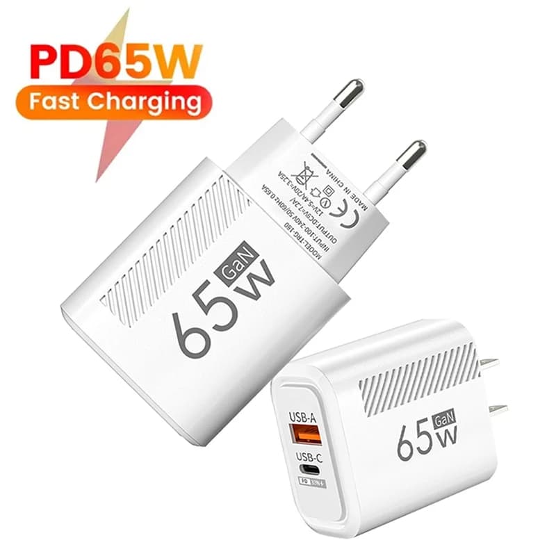 Caricatore USB PD Caricatore GaN da 65 W Spina PD Tipo C Adattatore per caricabatterie per telefono a ricarica rapida Spina UE/USA per iPhone Accessori per telefoni Samsung
