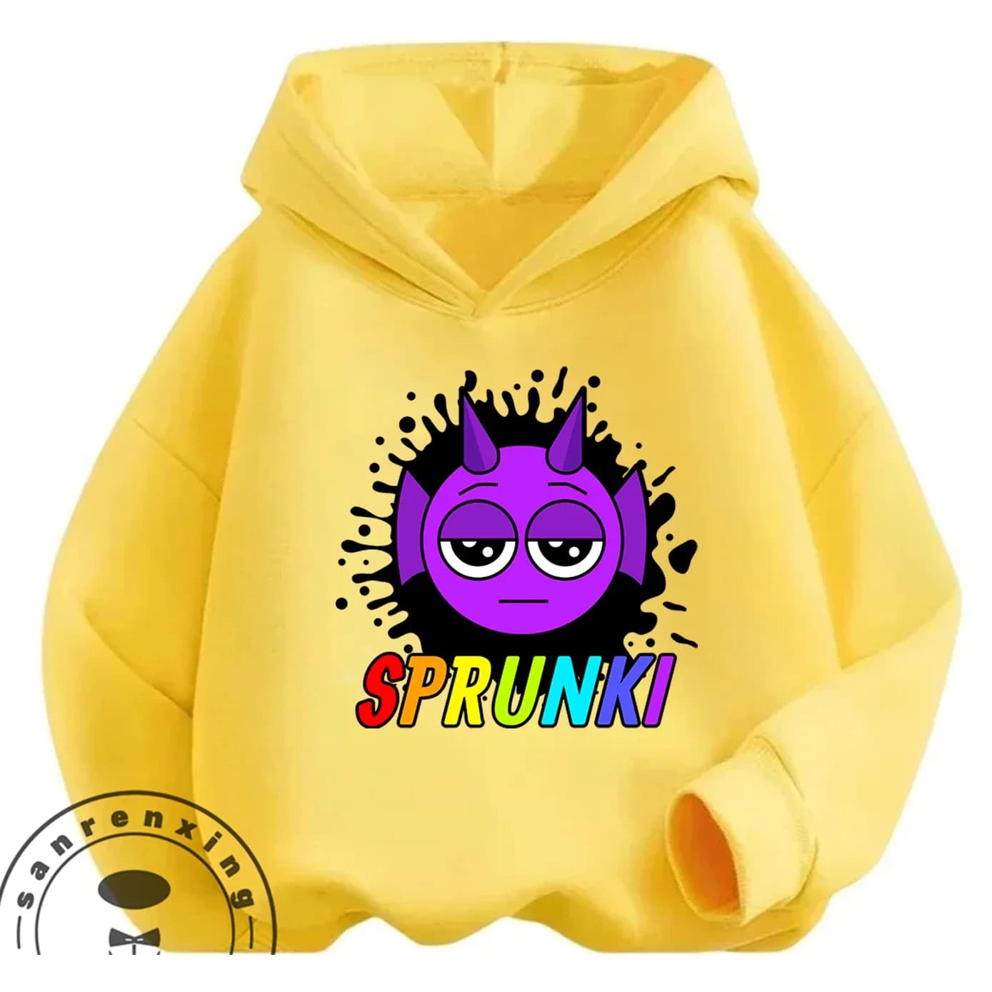Felpa con cappuccio casual alla moda per bambini, con stampa di simpatici cartoni animati, camicia invernale alla moda da strada, Sprunki, per ragazzi e ragazze 3-14 anni