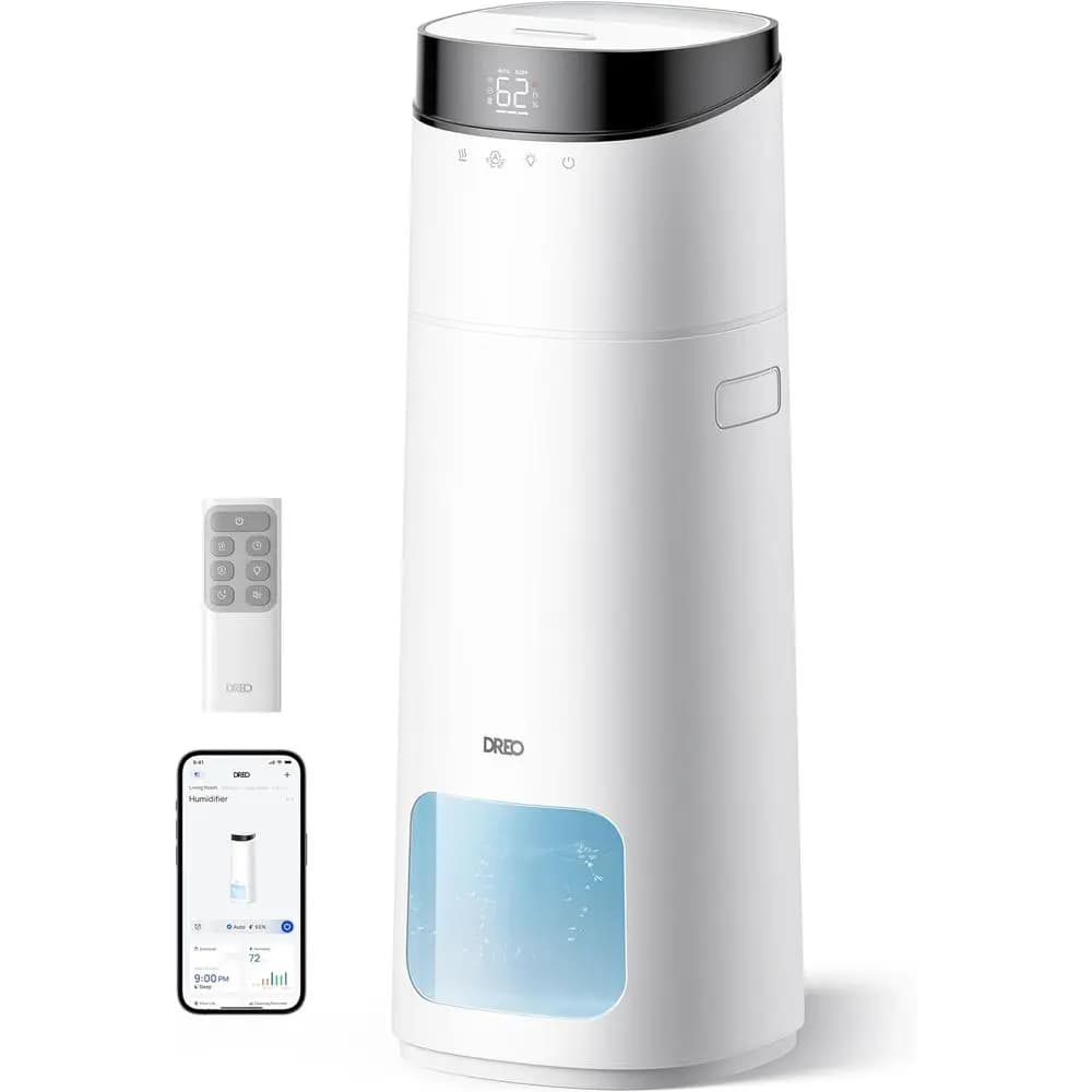 Umidificatore a nebbia fredda per ambienti di grandi dimensioni (1000 sq ft) 130H con telecomando, controllo touch, vocale e tramite APP, serbatoio pulito, 30dB, luce RGB, bianco HM75