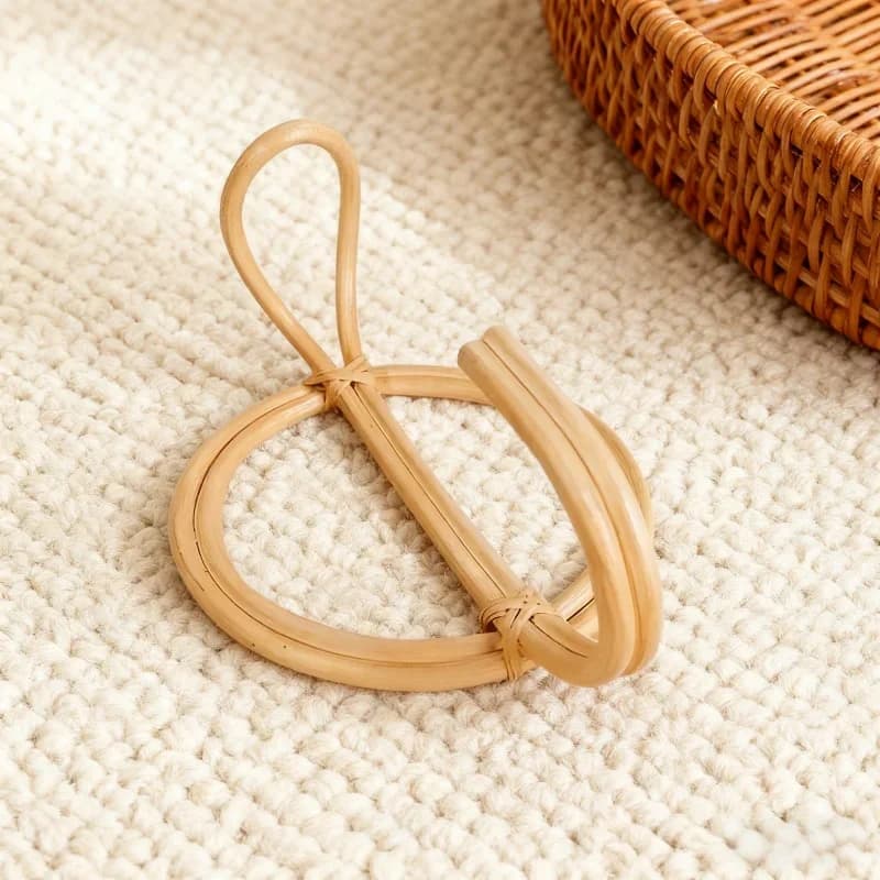 Retro Natural Rattan Clothes Hook Decorative Hanger Simple Homestay Storage Organizer for Bedroom Closets Functional Wall Hook