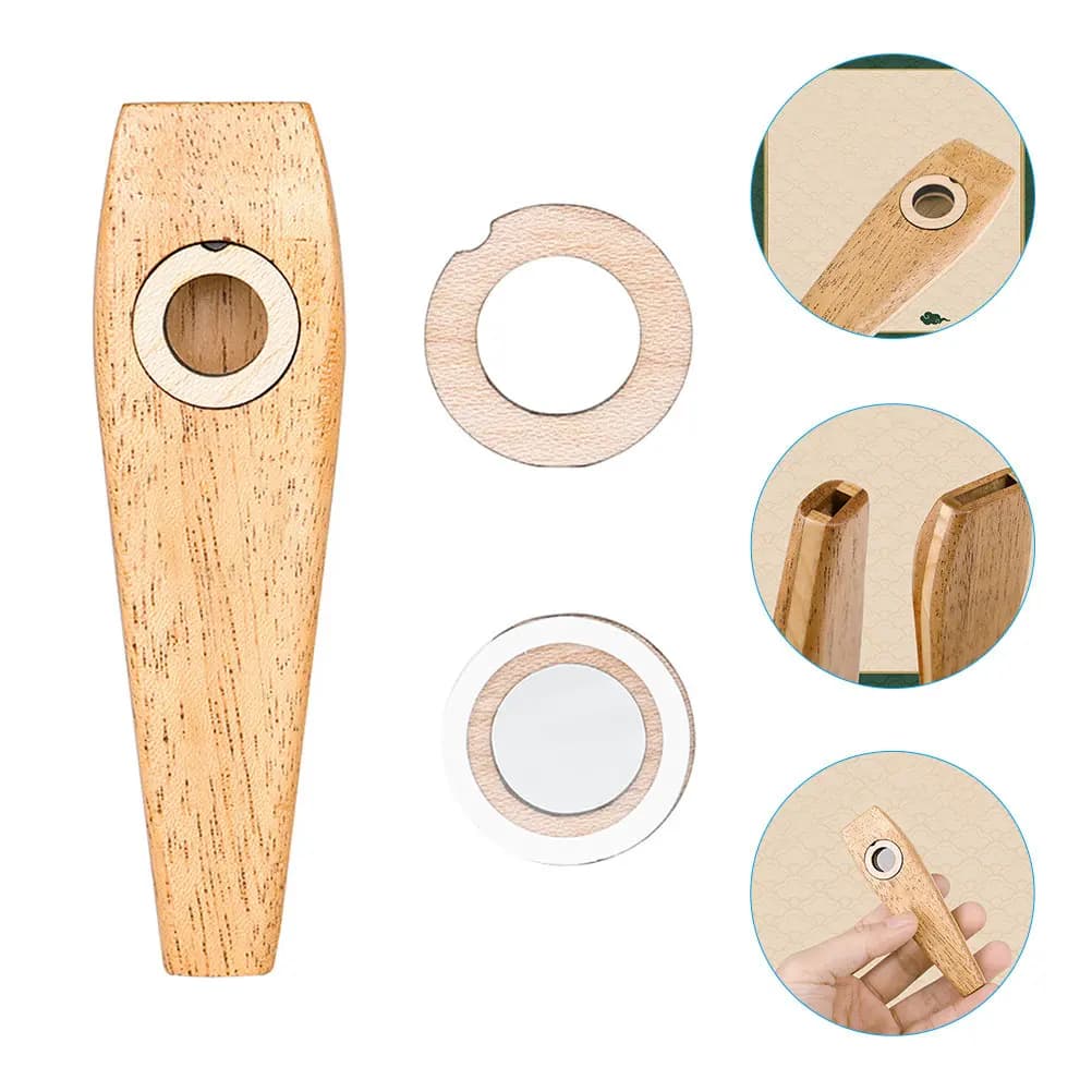 1Set Handcrafted Wood Kazoo All Age Musical Instrument Simple Structure No Learning Needed Guitar Partner Ukulele Keyboard