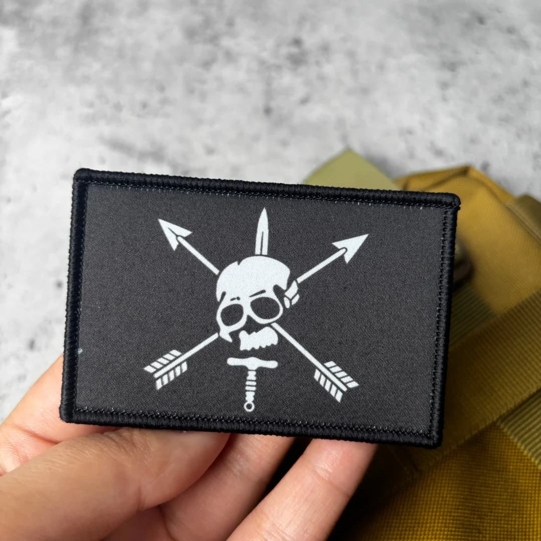 Skull Crossed Arrows Patch Tactical Morale Patch Knife Printed Hook Loop Military Badge for Backpack Jacket Clothing