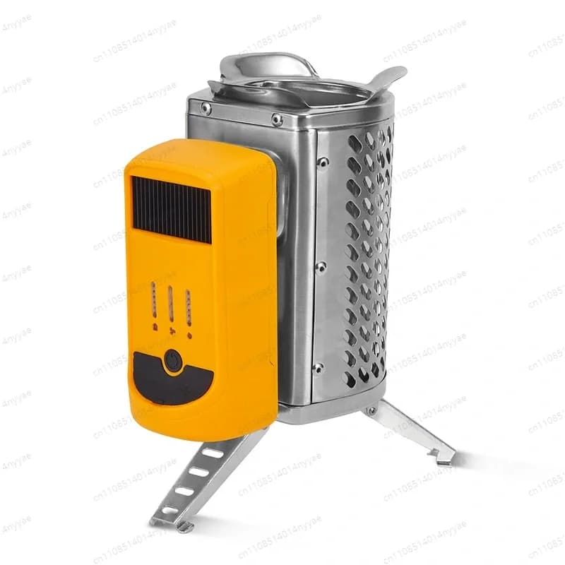 Fornello da Campeggio Pieghevole ad Alta Potenza, Bruciatore Ricaricabile a Legna/Gas con Griglia BBQ, Fornello Portatile a Rapida Ebollizione per Cucina all'Aperto