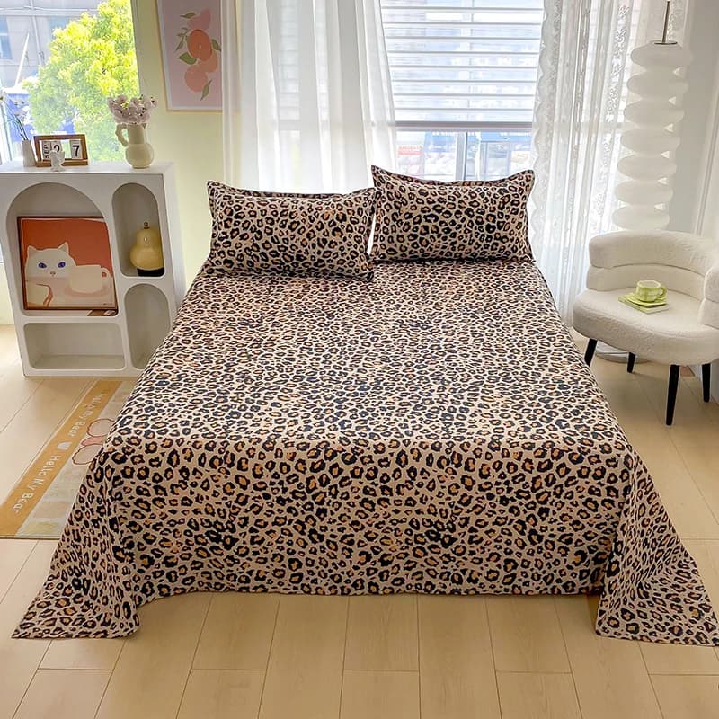 Lenzuola piatte stampate leopardate per letto matrimoniale Lenzuola singole/Queen/King Reattive stampate per letti sabanas cama 150x200