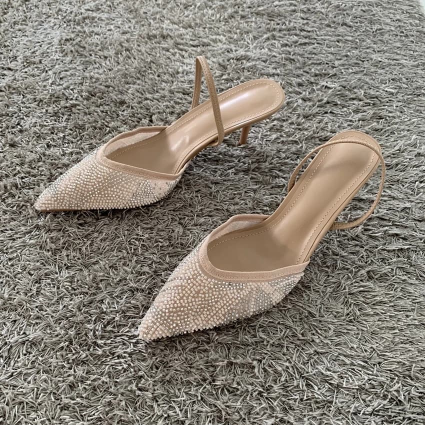 Sandali Eleganti da Sposa con Tacco Alto e Punta a Spillo, Design di Lusso con Perline, Modello 2026