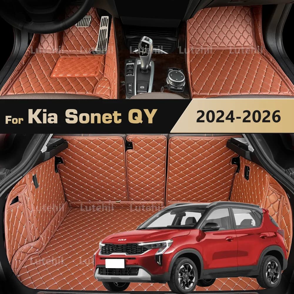 Per Kia Sonet QY 2024 2025 2026 Tappetino per auto Copertura completa per tutte le stagioni Tappetino per bagagliaio Cargo Liner con protezioni per schienale