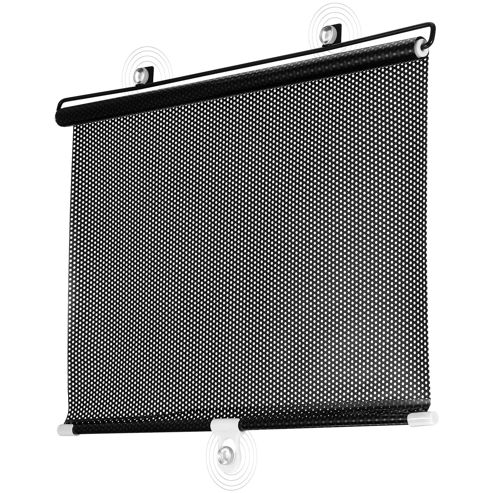 Tenda Parasole a Ventosa per Balcone, Rete Nera a Pois, Leggera, Portatile, Temporanea, Protezione Solare e Privacy, Tenda a Rullo per Finestra