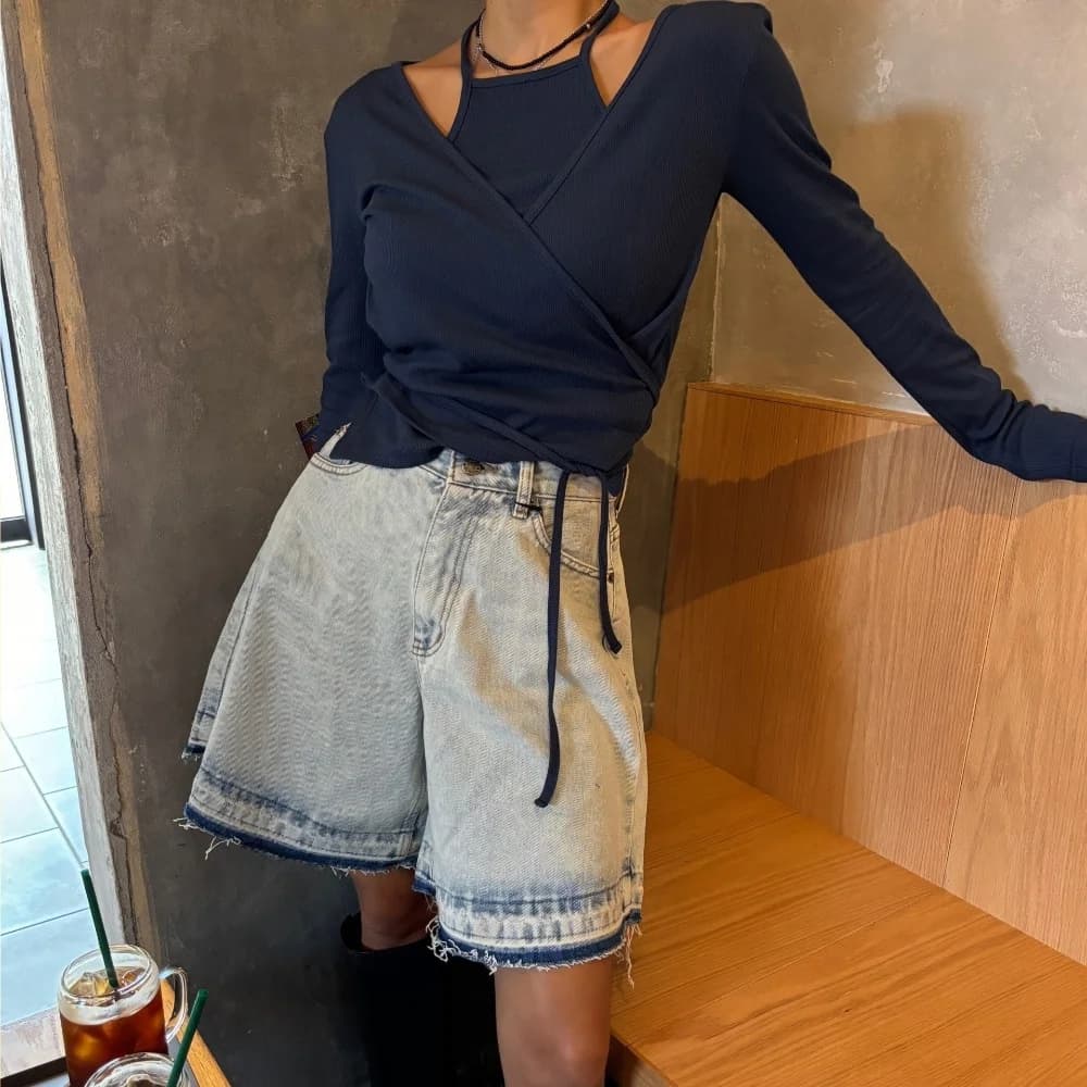 High Waist Wide Leg Jeans Shorts Women's Fashion Summer 2026 Frayed Hem Loose Fit Casual Style Korean Chic Short Pants