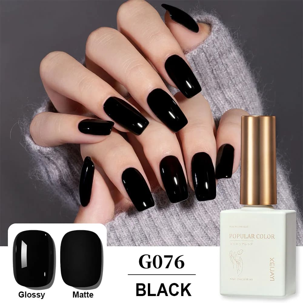 Pure Black Gel Nail Polish 15ml UV‑LED Soak‑Off, High Pigment Full Coverage Long Lasting Salon Grade Manicure Gel
