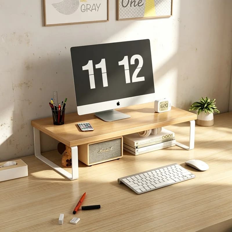 Computer Monitor Stand Elevated Base Multifunctional Desktop Storage Rack for Home Office Use