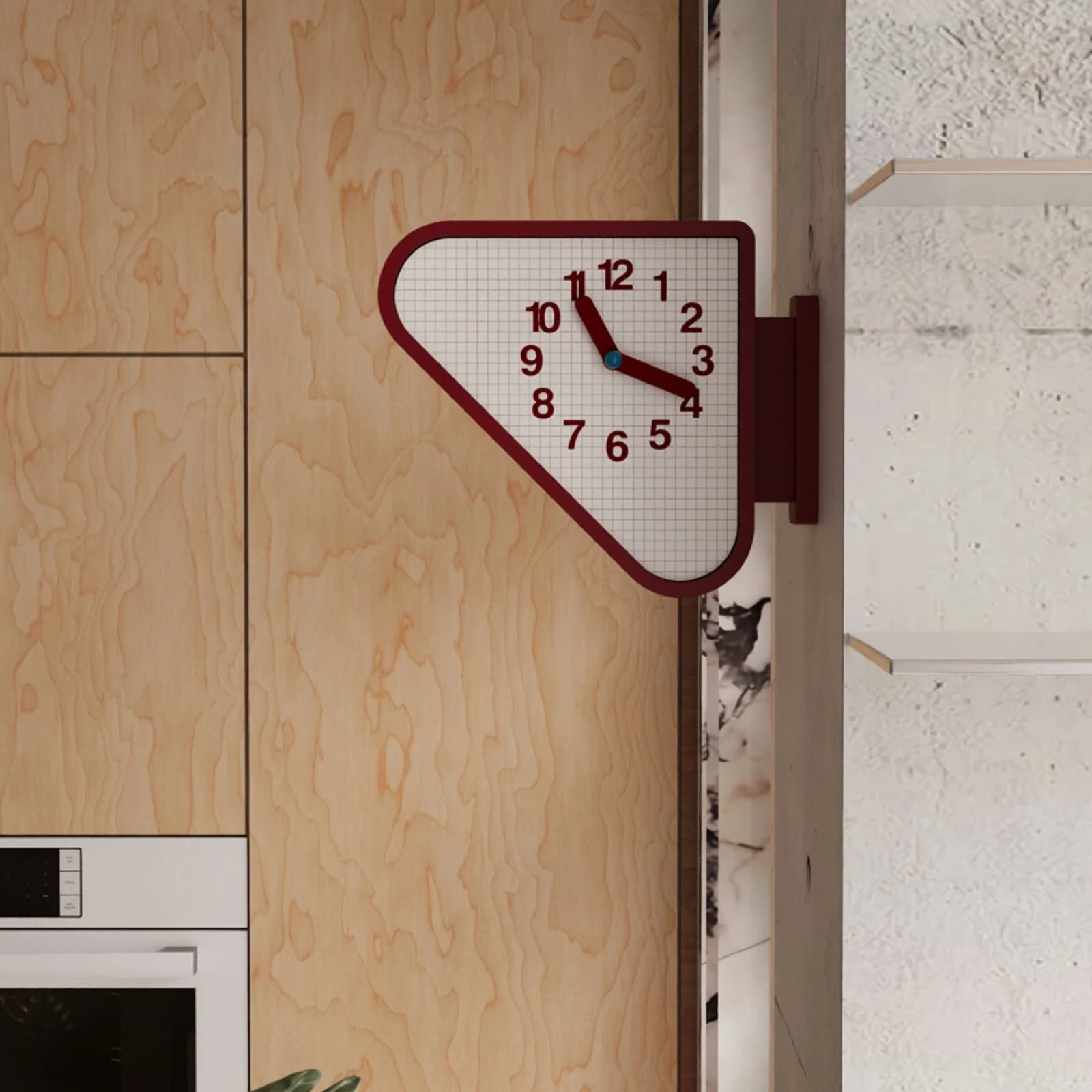 Double Sided Corner Wall Clock Red Frame Corner Wall Clock Home Timepiece Easy to Install Minimalist