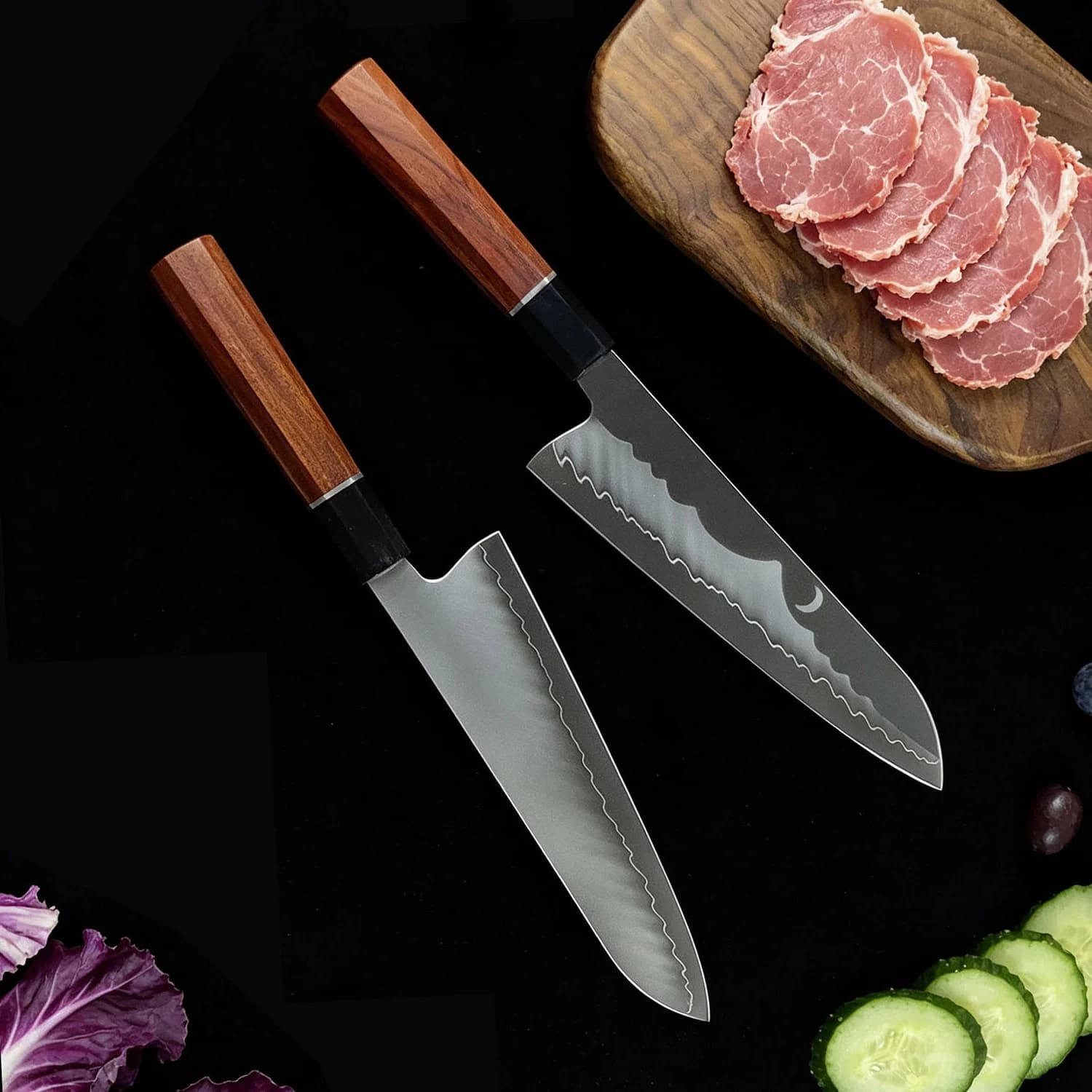 8.3 Inch Gyuto Knife 9-Layers Clad Steel VG10 Blade Chef Cleaver Slicing Handmade Forged Japanese Kitchen Knives Wood Handle