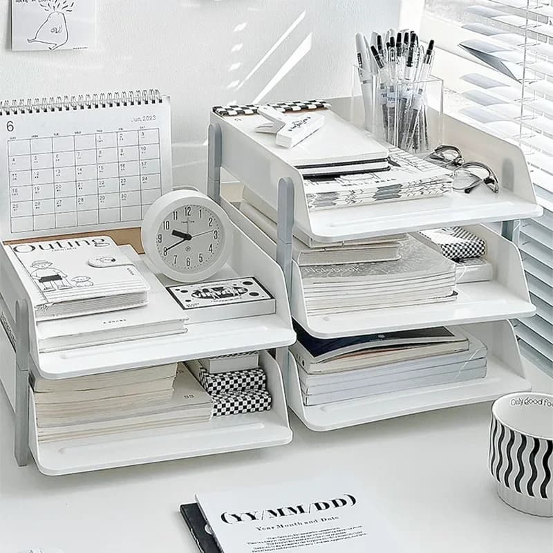 Nuovo Organizzatore da Scrivania Multilivello per Documenti, Scatola Portaoggetti per Cartelle A4, Scaffale per Libri
