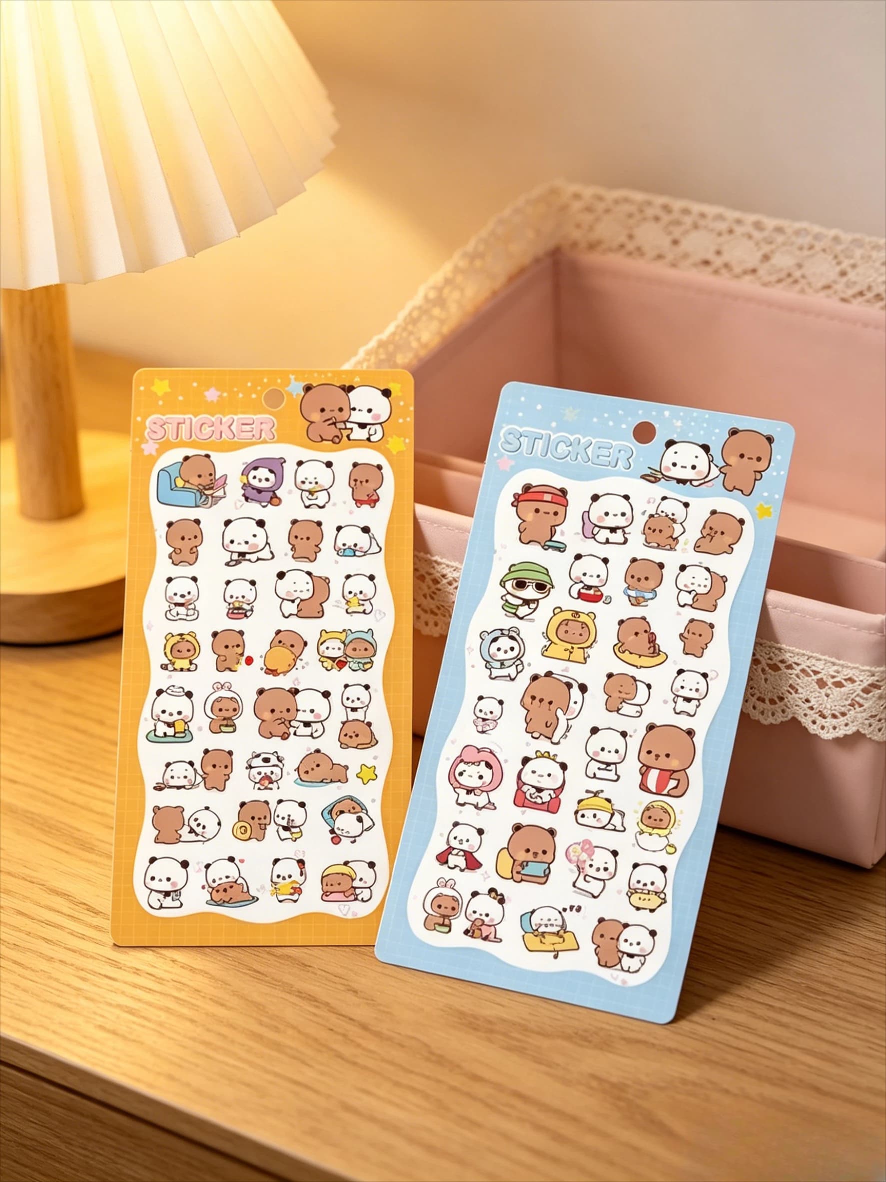 New Yier & Bubu Cartoon Stickers Set Cute Mini Decals for Scrapbook Diary Planner Aesthetic Stationery Supplies