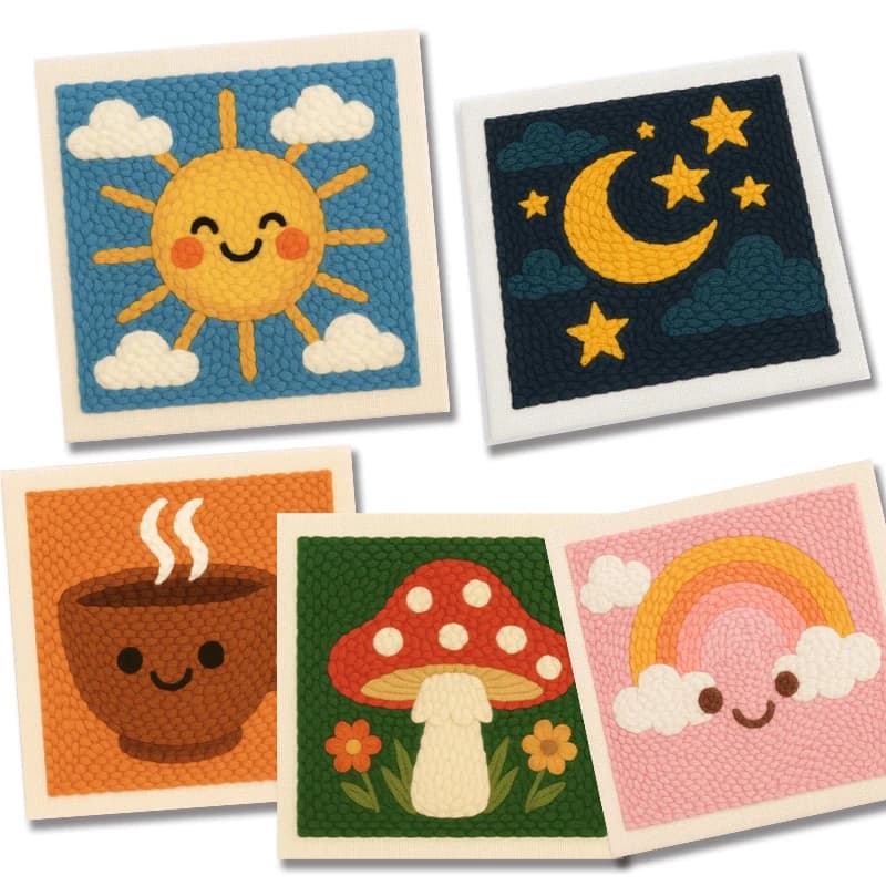 SDOYUNO Easy Punch Needle Starter Kits For Beginner Cartoon Animal Punch Needle Embroidery Tool for Art Crafts Supplies