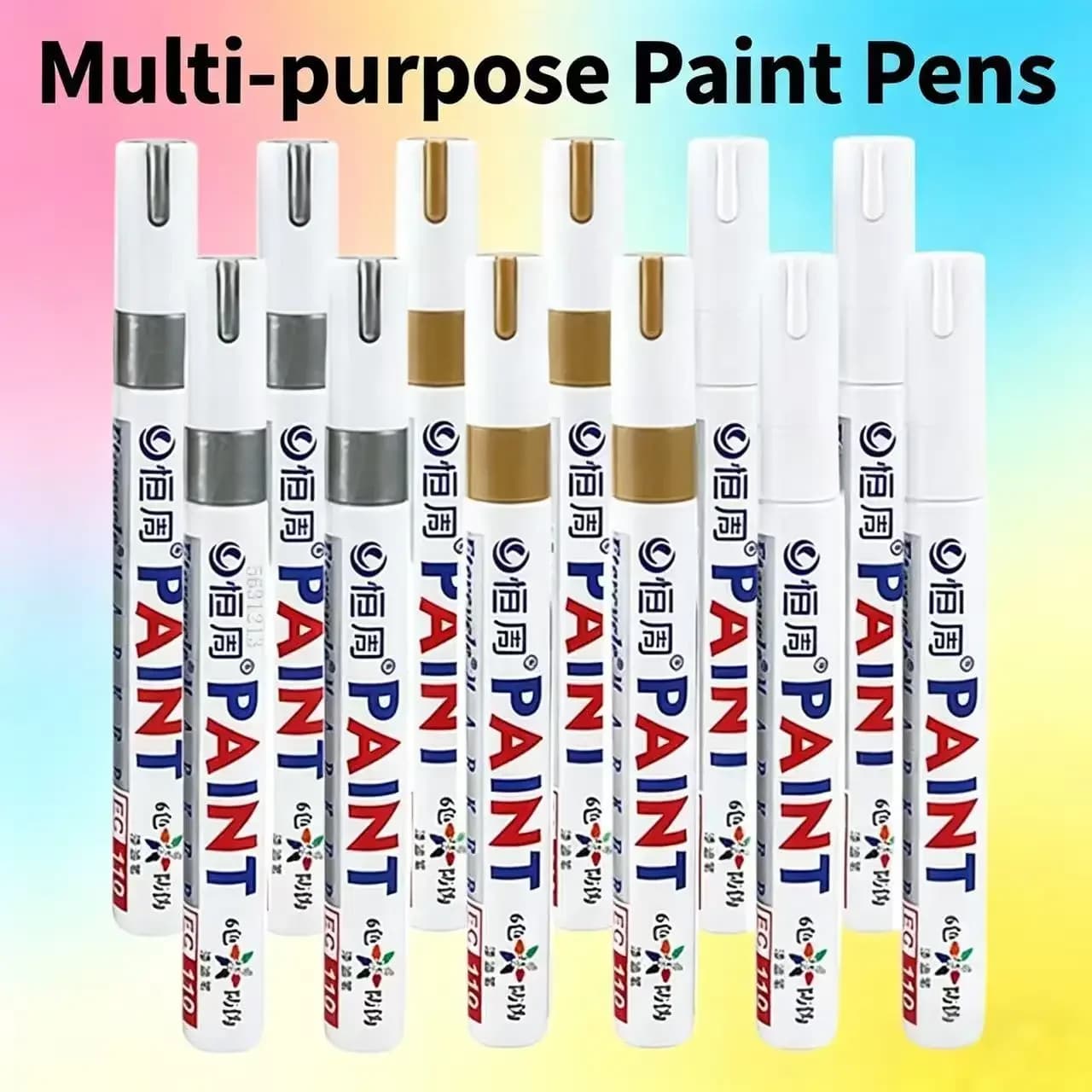 1/6/12 Colors Permanent Paint Marker White/Gold/silver Markers for Car Tire Tread Rubber Fabric Paint Metal Paint Marker Pens