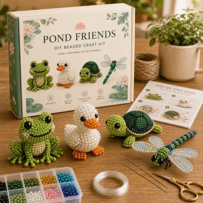 3D Beaded Animal Craft KitDIY bead embroidery kit with animal motifs