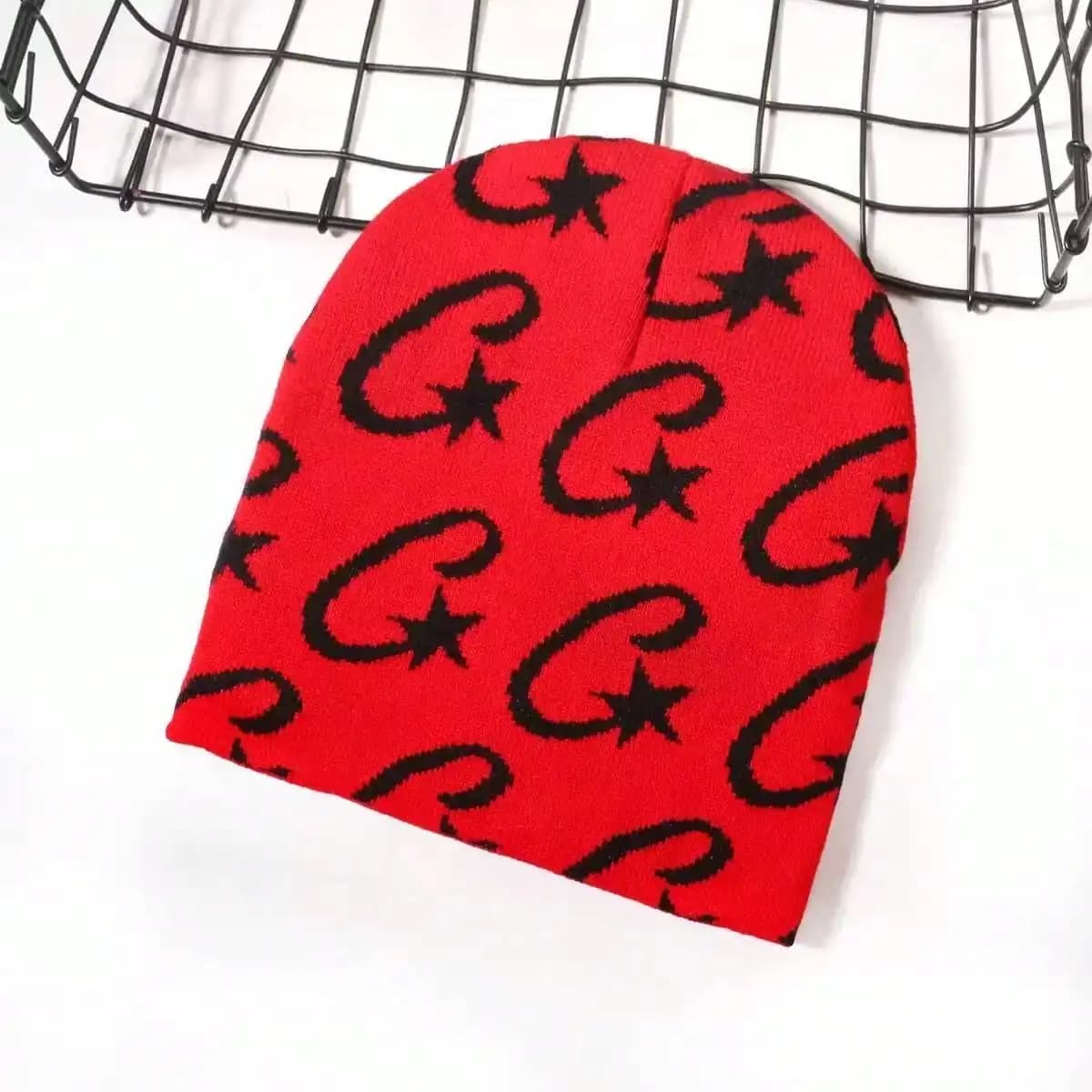 Cappello Lavorato a Maglia in Acrilico Jacquard Casual, Berretto Caldo Hip-Hop per Autunno e Inverno