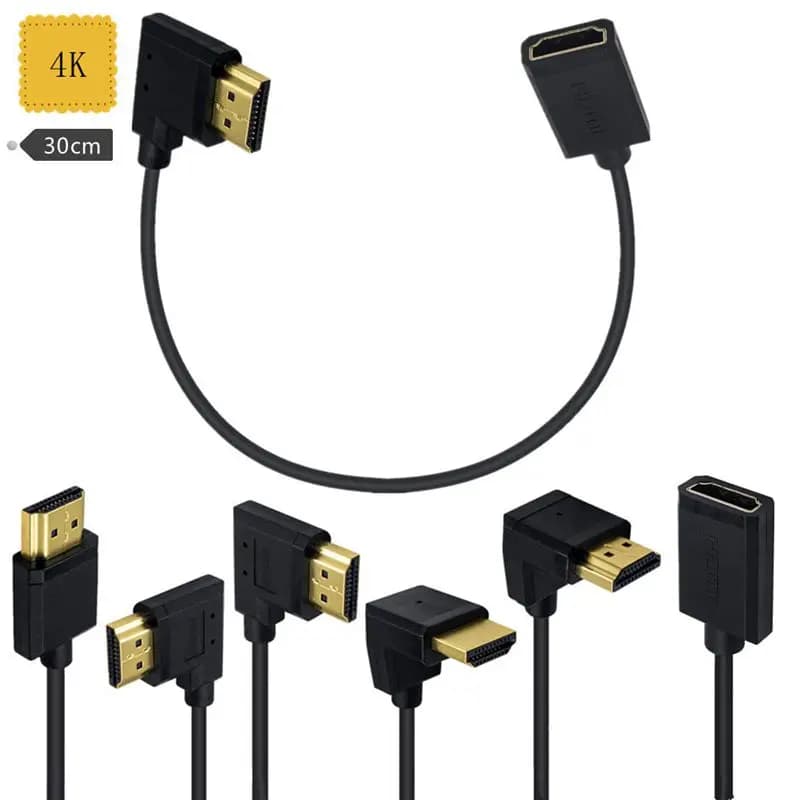 30 cm 90 ° Cavo HDMI Ultra-Fine OD3.2mm Tipo A da Maschio a Femmina per Tablet, Computer e Fotocamera, Collegamento a TV