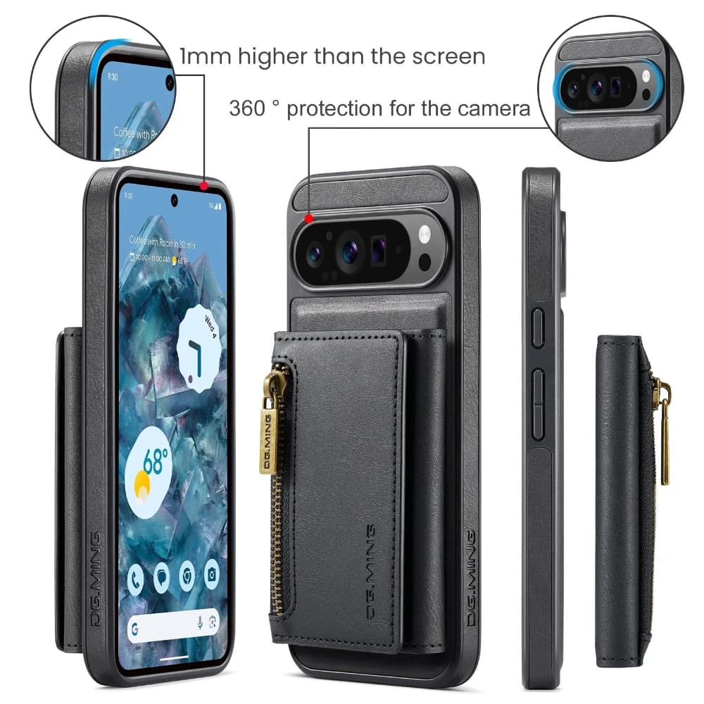 Custodia per telefono per Google Pixel 10 Pro XL Pixel9 Pro 8 Staccabile magnetica RFID Blocco foto e slot per schede Portafoglio con supporto Cover in pelle