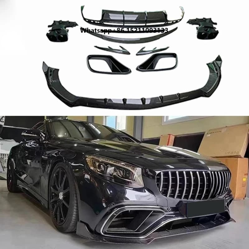 B Style Carbon Fiber Bodykit for Mercedes Benz C217 2014-2019 New Front Lip Canards Rear Diffuser Spoiler Wing