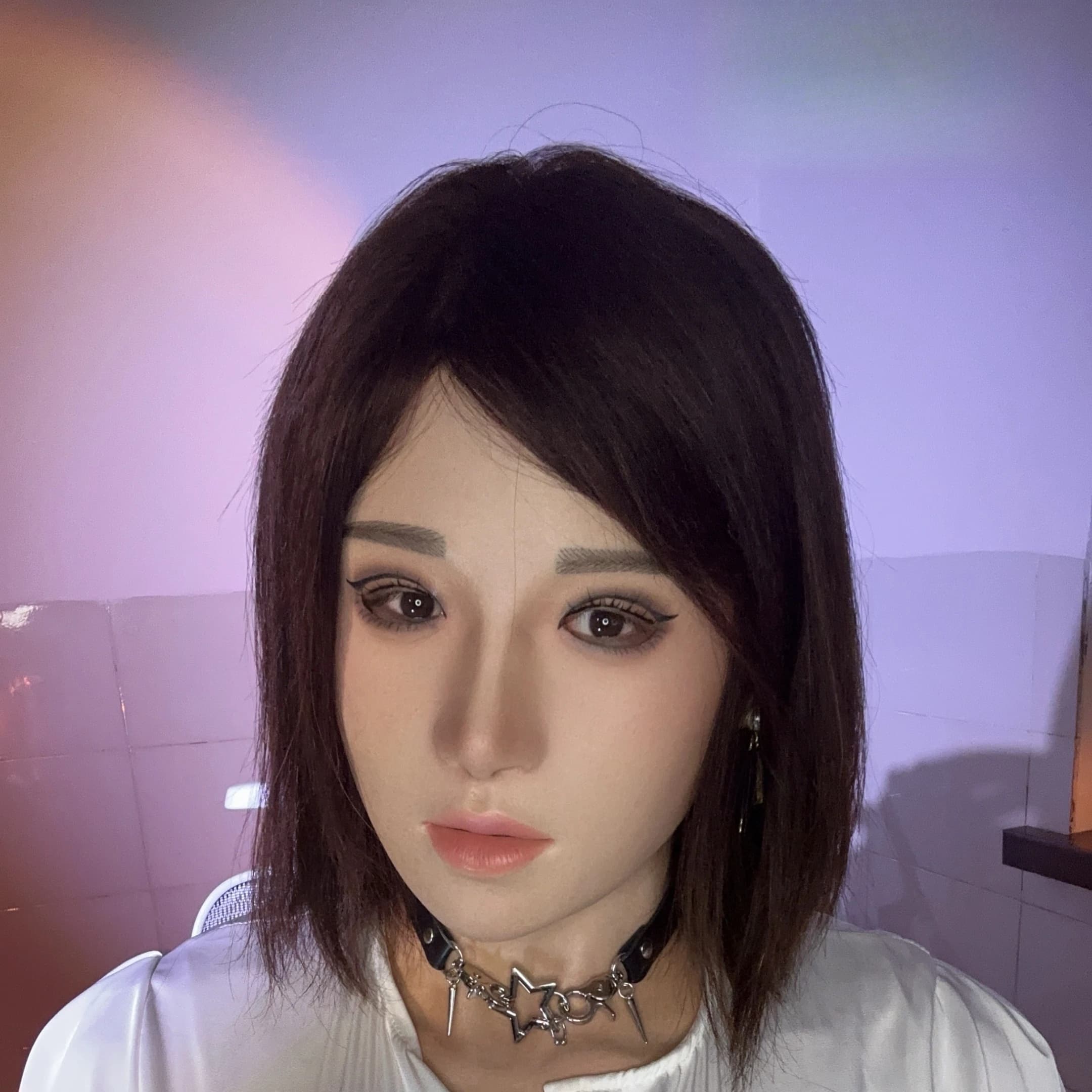 Face silicone headgear [ultra-thin] women's mask big head circumference style eyebrow implant