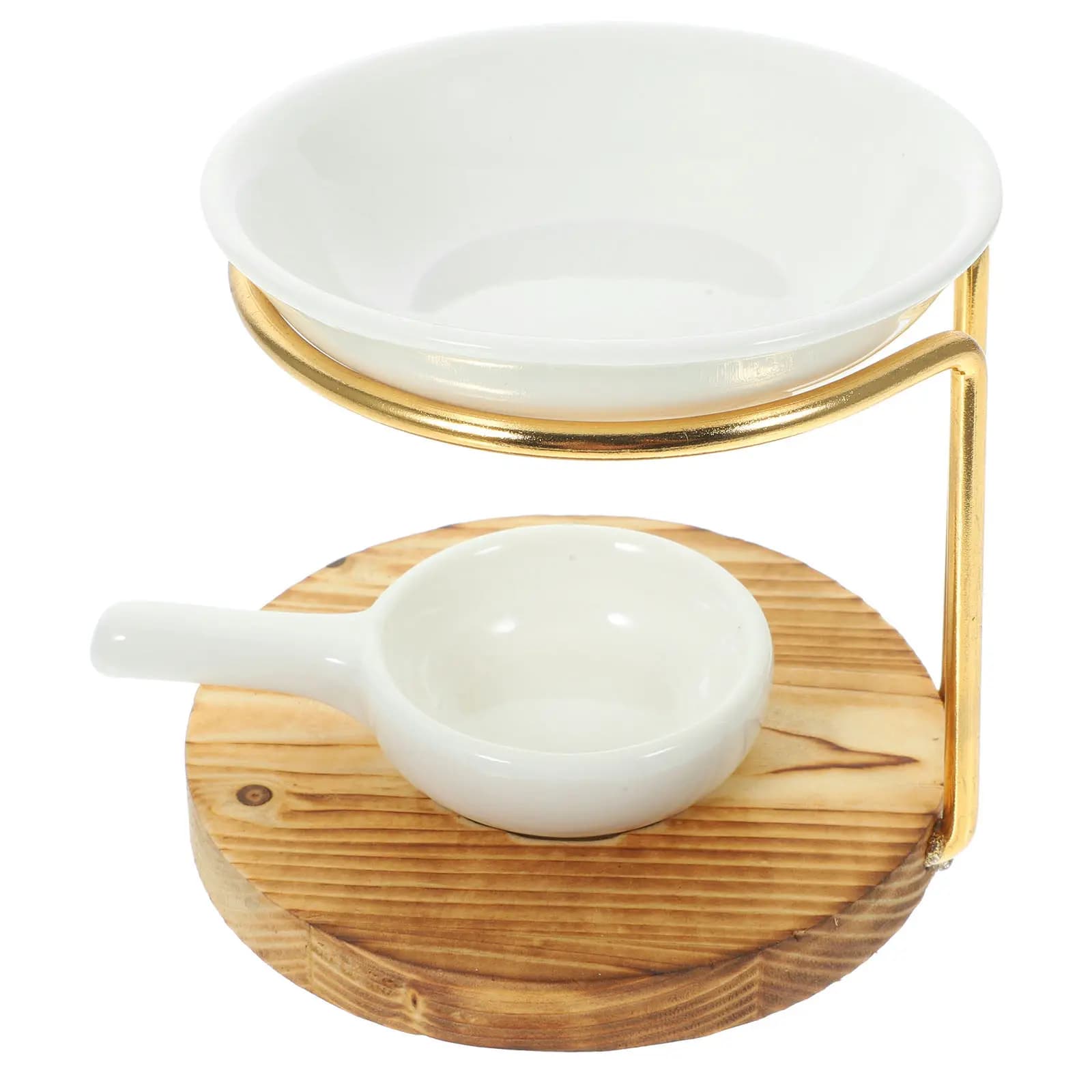 1Set Heat Resistant Ceramic Wooden Essential Oil Incense Burner Tealight Holder Aroma Diffuser Wax Warmer Bedroom Living