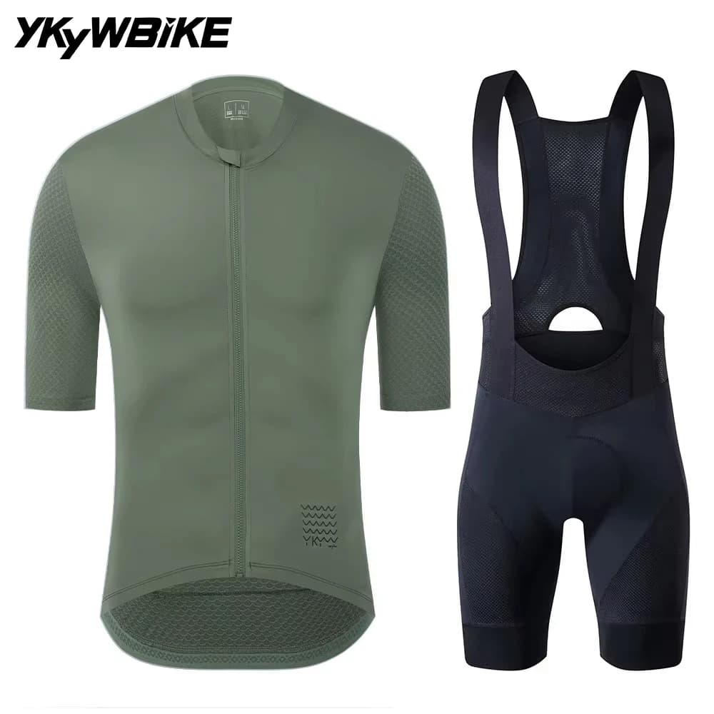 YKYWBIKE Men's Cycling Knitwear and Shorts Set, Classical MTB Kit Breathable, Bike Clothing