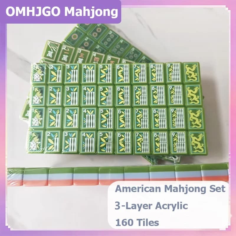 Set Mahjong Americano in Acrilico a 4 Strati, 160 Tessere, Portatile, Inciso, Regalo Sorpresa, Giochi da Tavolo per Interni, Tipo 10, Spedizione Gratuita