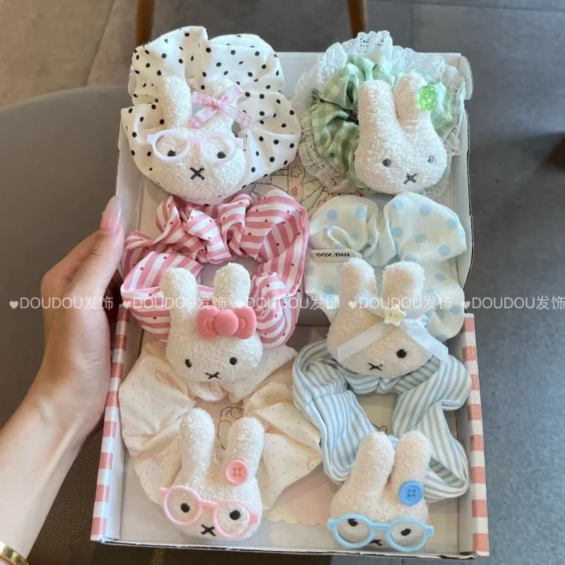 Nuovo Elastico per Capelli Miffy, Elastico a Forma di Intestino, Personaggio Cartone Animato Kawaii, Coniglio e Cuore, per Coda di Cavallo e Chignon, Regalo per Ragazze