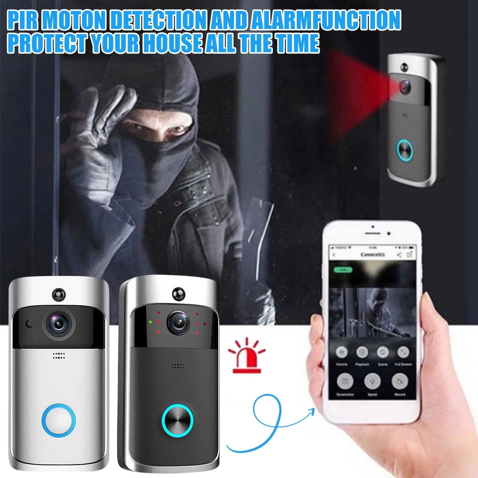 Campanello video WiFi intelligente con telecamera per visione notturna SmartSensor per porte e finestre, APP SmartCamera con controllo vocale
