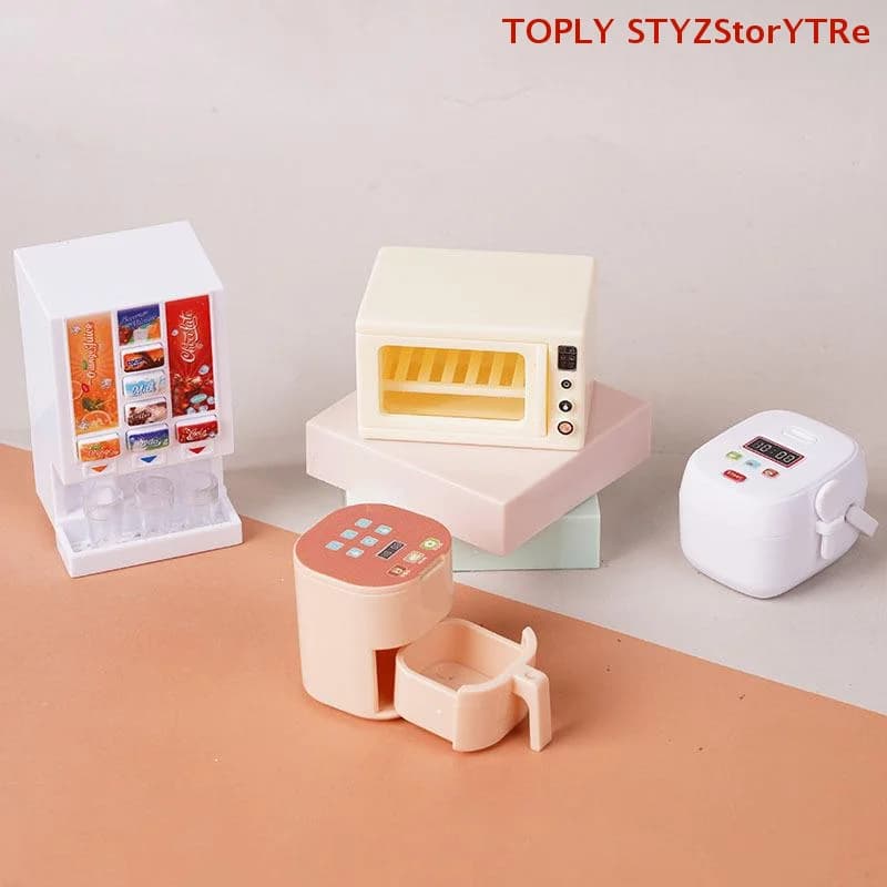 Models in Ladder 1/12 of Kitchen Appliances for Home of Dolls - Air Fryer, Beverage Distributor, Oven, Ornamental Cooker