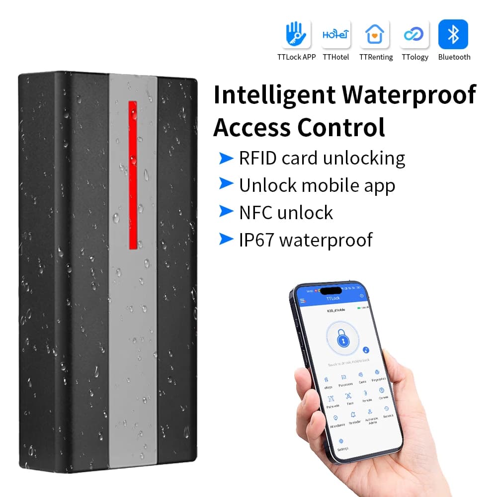Serratura Intelligente con Controllo Remoto tramite App TT-LOCK, Lettore di Codici e Carte NFC Bluetooth RFID per Esterni, Impermeabile IP67