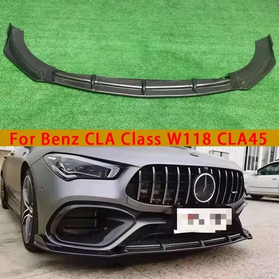 For Mercedes Benz CLA Class AMG W118 CLA45 Carbon Fiber Car Front Bumper Front lip Diffuser Front Chin Spoiler Car Accessories