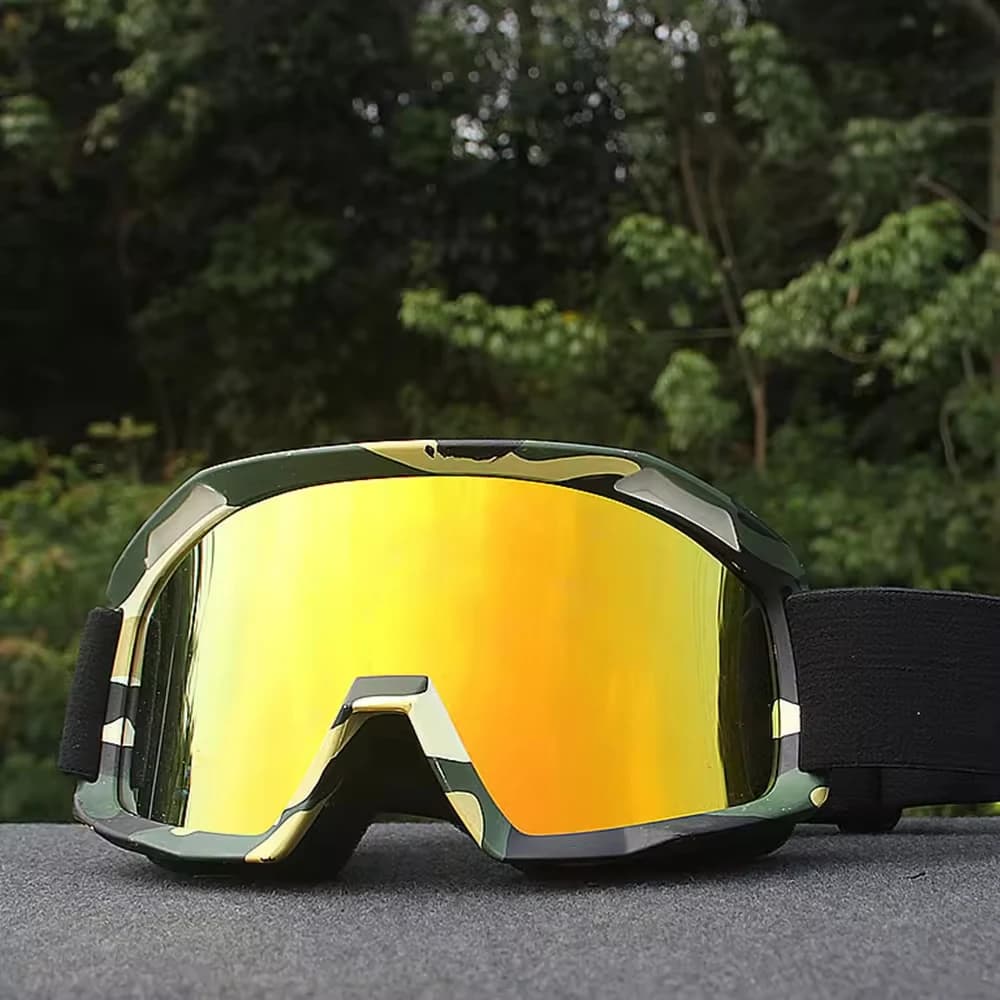 Custom Logo Sports Eyewear Waterproof Anti-Fog Motorcycle Goggles OEM Splash Proof Road Ski Glasses for Outdoor Sports Featuring