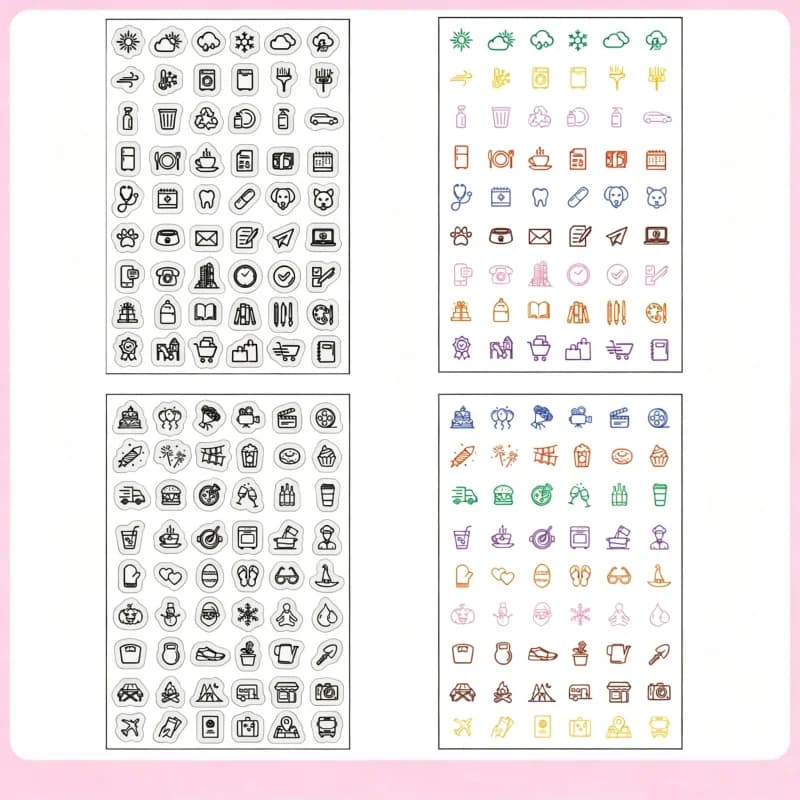 Life Daily Icons Weather Food Travel Animals Planner Journal Clear Stamps For DIY Scrapbooking Card Making Notebook Decor Crafts