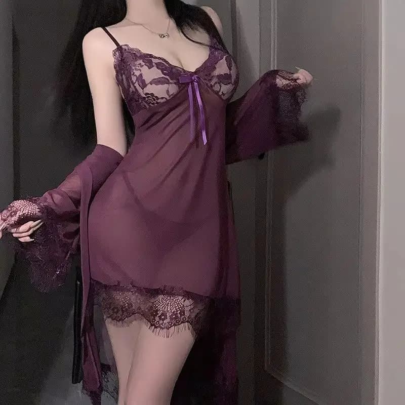 Nightgown Mesh Lace Sexy Sling Pajamas Backless Dress Women New in Dresses Ladies Pyjamas Korean Popular Clothes Women's Cute
