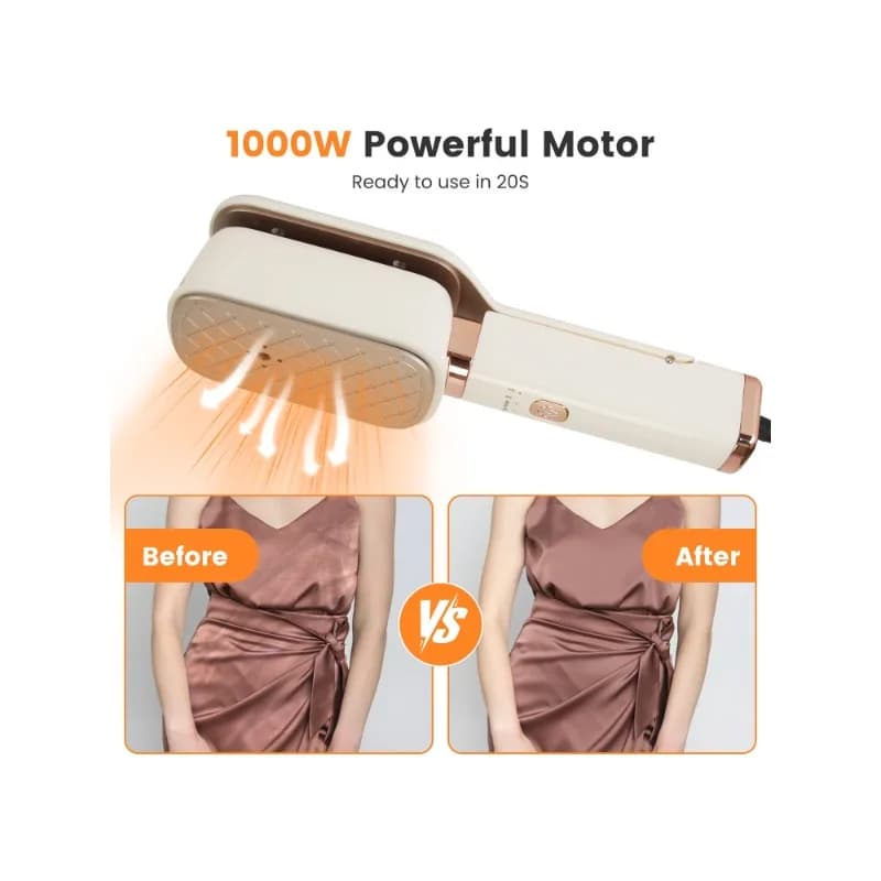 3 in 1 Travel Steamer for Clothes, 1000W Handheld Garment Steamer with 180° Rotating Head - Flat Iron, Hanging & Clip Steamer, Dry/Wet Ironing, 20OZ Leak-Proof Tank, Lightweight for Travel/Home