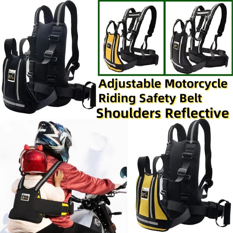 Cintura di sicurezza per motocicletta regolabile HQ per bici per bambini Cintura per marsupio per bambini Imbracatura per passeggero con spalle riflettenti