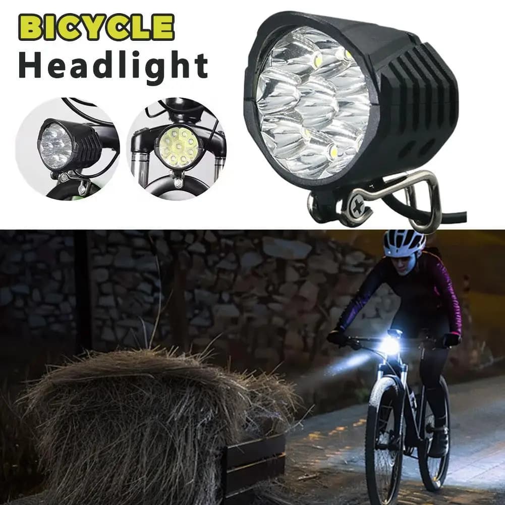 Electric Bicycle Light 36V 48V 60V with Clacson, Front Light 18W 9 High Power LED for E-Scooter, Safety Light Waterproof for Bicycle, 1 Piece