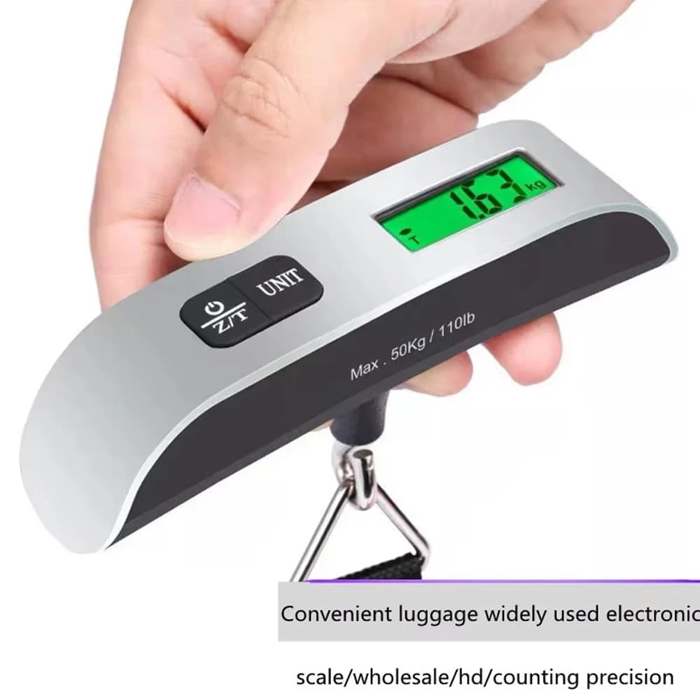 Bilancia Digitale Portatile con Display LCD, 50kg/110lb, per Valigie e Bagagli da Viaggio