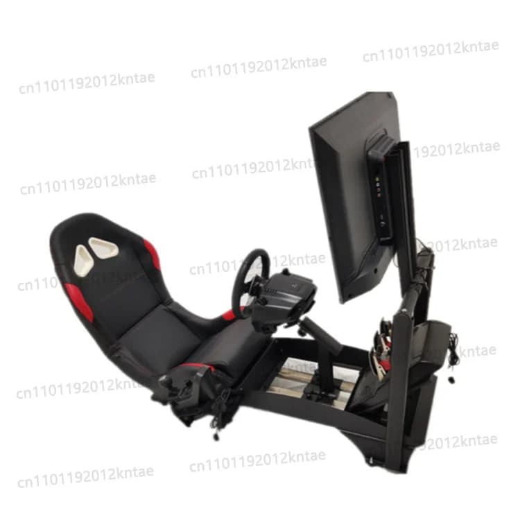 emulator cockpit with including driving game frame, simulation gear, and stand-up single-monitor stand