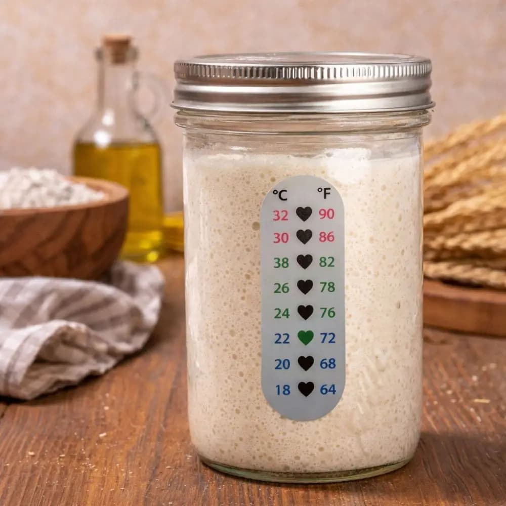 Termometro a Lettura Istantanea per Barattoli di Fermentazione, Impermeabile, 18-32 ℃ Adesivo Digitale per Temperatura a Forma di Cuore in PET