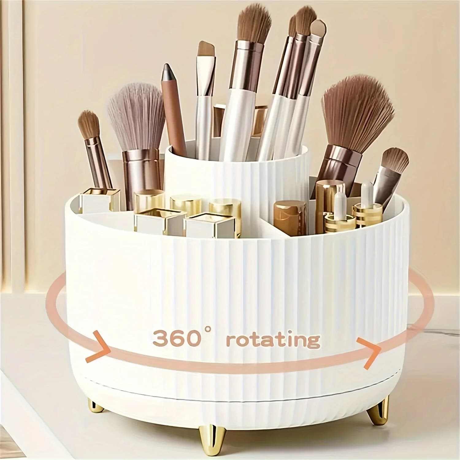 360 ° Scatola Rotante per Cosmetici - Organizzatore Multifunzionale per Pennelli, Rossetti, Prodotti per la Cura della Pelle e Cancelleria