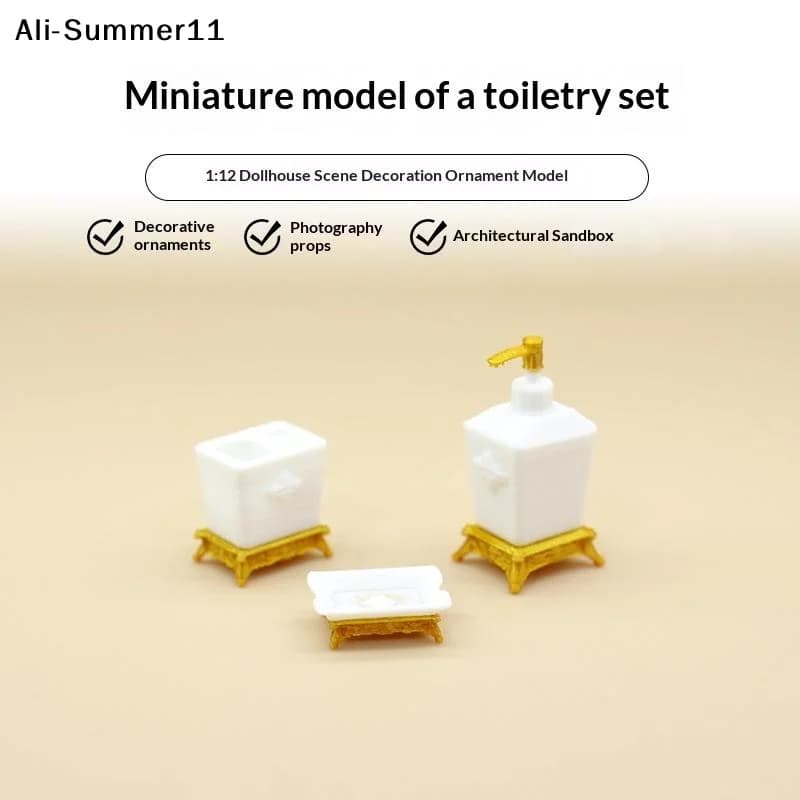 【Mm】1/3 pezzi Set di accessori da bagno in miniatura per casa delle bambole in scala 1:12, modello nordico con flacone per lozione e portasapone, mini porta spazzolino da denti