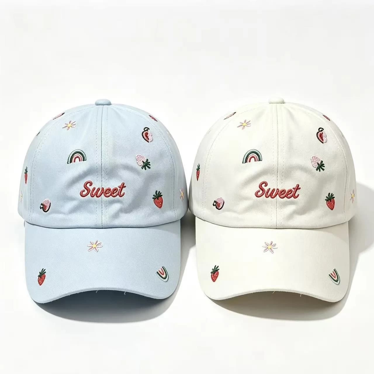 Sweet Letter Embroidered Baseball Cap for Women Cute Strawberry Baseball Hat Summer Dad Hat Lightweight Outdoor Baseball Cap