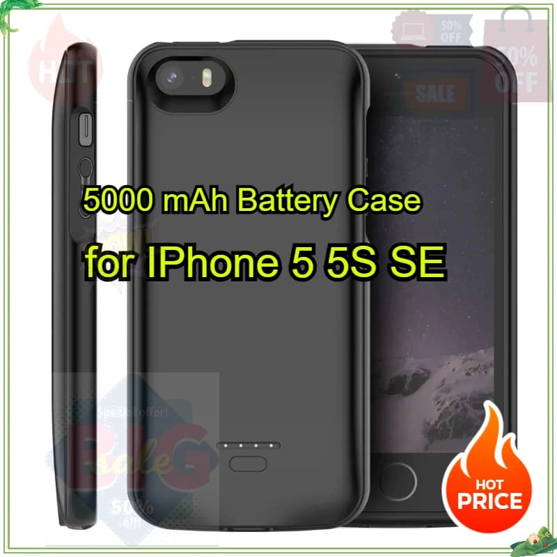 Custodia Batteria da 5000 mAh, Power Bank Portatile, Cover di Ricarica Intelligente per iPhone 5 5S SE 2016 4.0